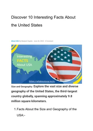10 Interesting Facts About USA