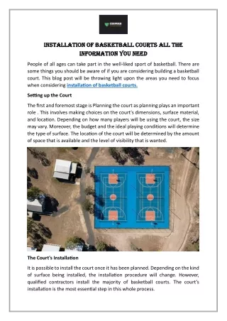 Installation of Basketball Courts All the Information You Need