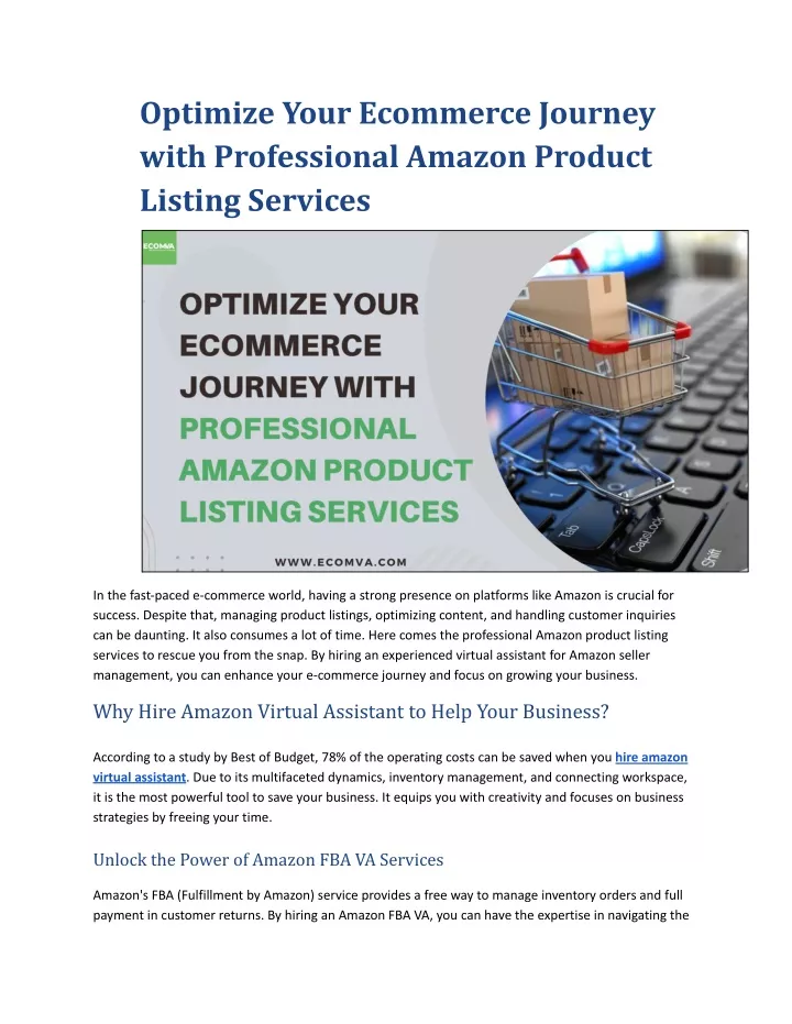 optimize your ecommerce journey with professional