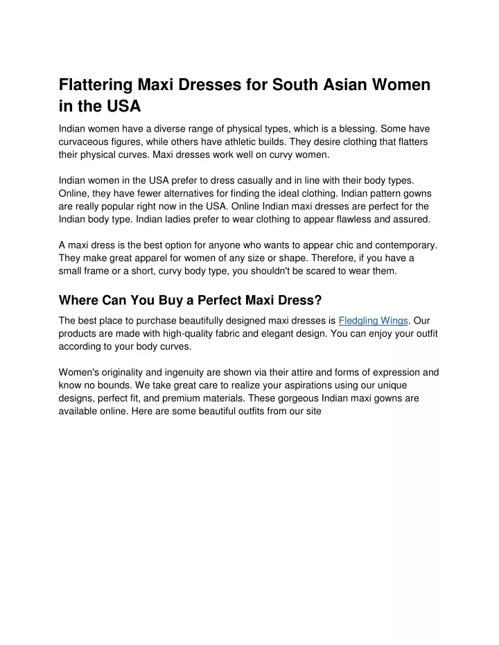 flattering maxi dresses for south asian women