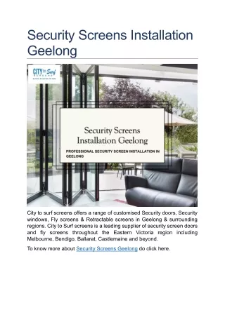 Security Screens Installation Geelong