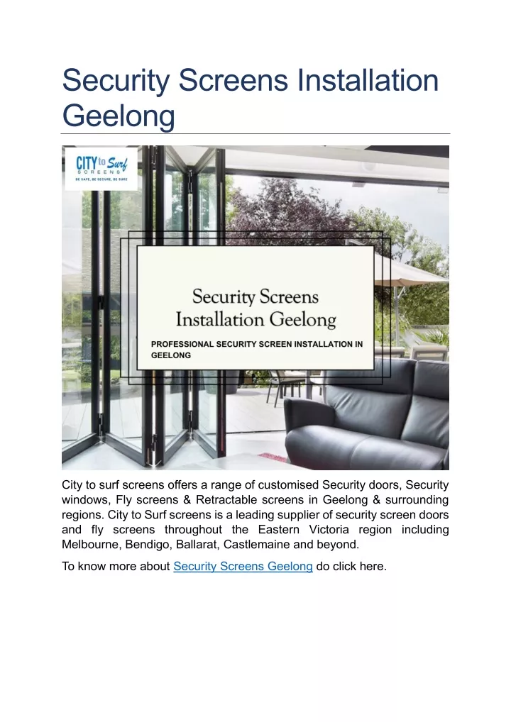 security screens installation geelong