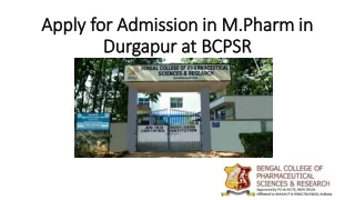 Apply for Admission in M.Pharm in Durgapur at BCPSR