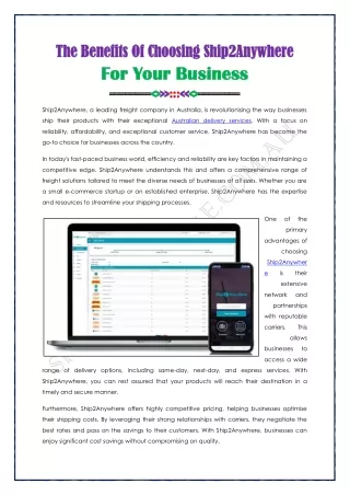 The Benefits Of Choosing Ship2Anywhere