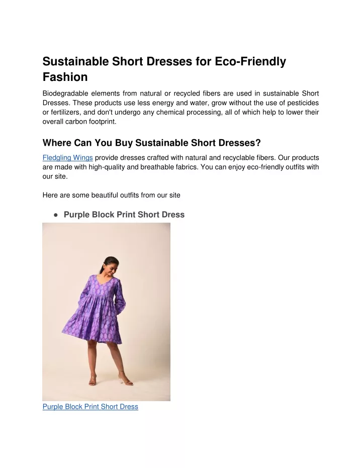 sustainable short dresses for eco friendly fashion