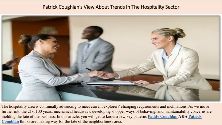 patrick coughlan s view about trends in the hospitality sector