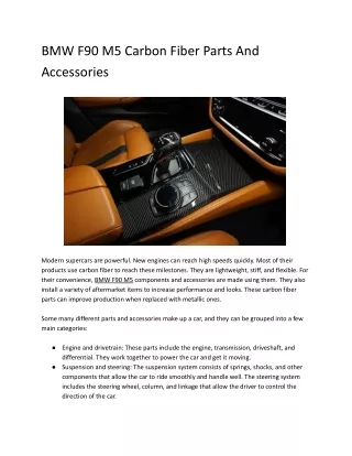 BMW F90 M5 Carbon Fiber Parts And AccessoriesCarbon fiber items can improve your