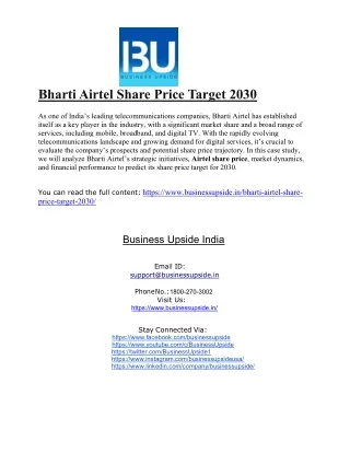 Bharti Airtel Share Price Target 2030