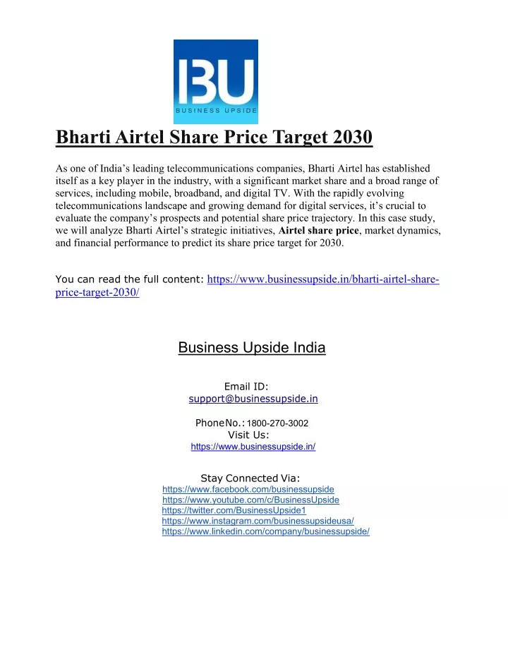 bharti airtel share price target 2030
