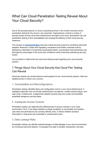 what can cloud penetration testing reveal about