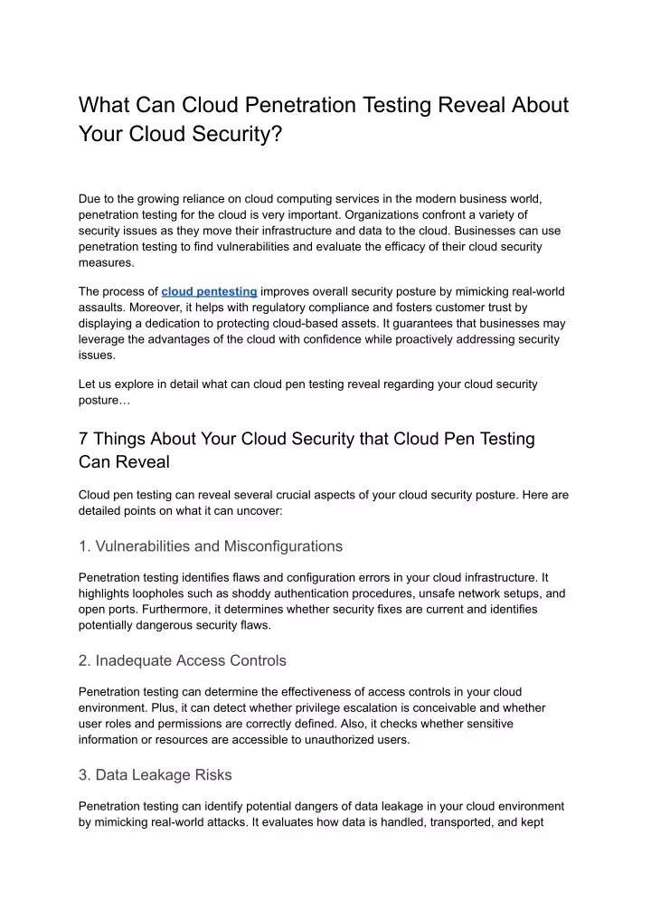 what can cloud penetration testing reveal about