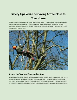 Safety Tips While Removing A Tree Close to Your House