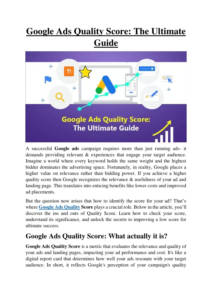 google ads quality score the ultimate guide