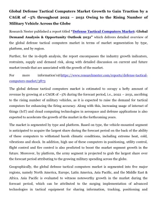 global defense tactical computers market growth
