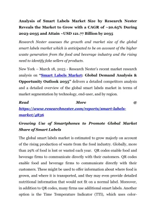 analysis of smart labels market size by research