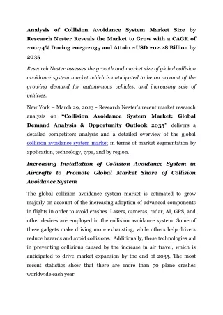analysis of collision avoidance system market