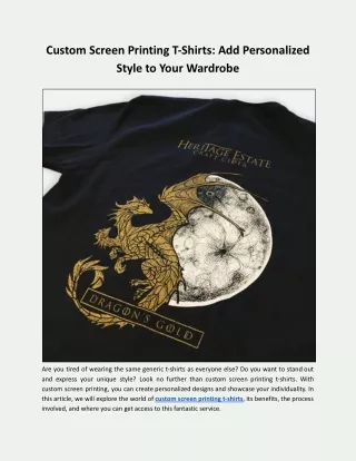 custom screen printing t shirts add personalized