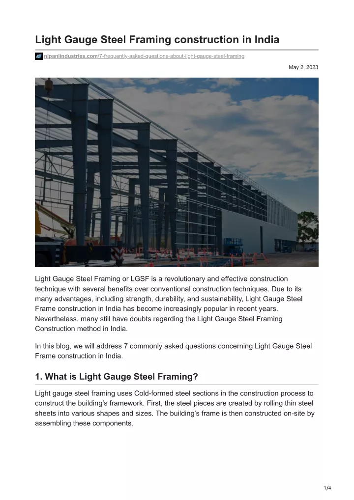 light gauge steel framing construction in india