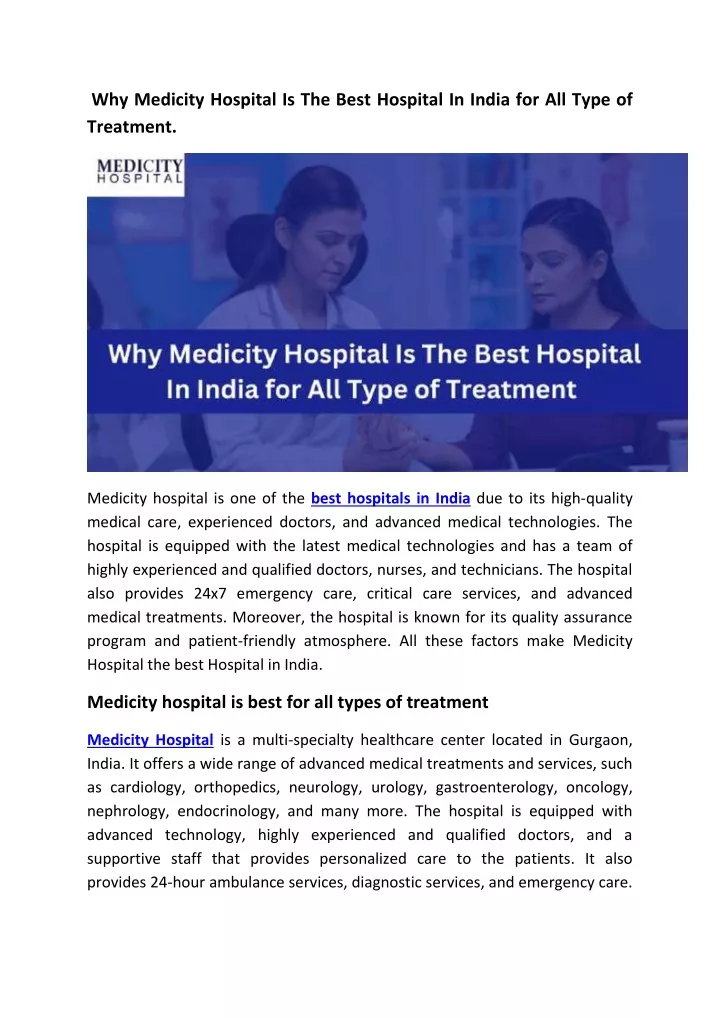 why medicity hospital is the best hospital