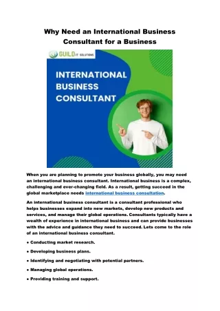 why need an international business consultant