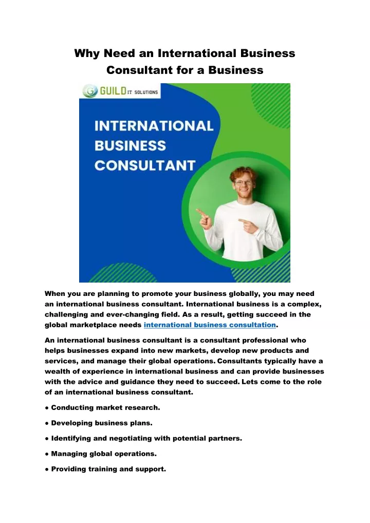 why need an international business consultant