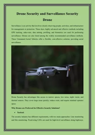 Drone Security and Surveillance Security Drone
