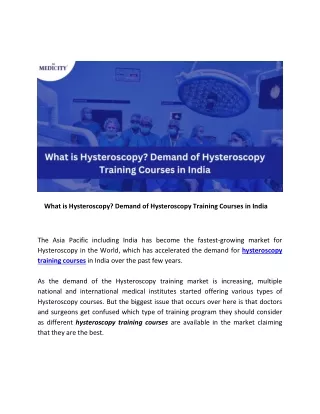 What is Hysteroscopy Demand of Hysteroscopy Training Courses in India.docx
