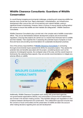 Wildlife Clearance Consultants_ Guardians of Wildlife Conservation