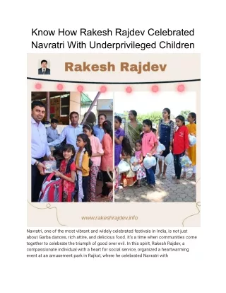 Know How Rakesh Rajdev Celebrated Navratri With Underprivileged Children