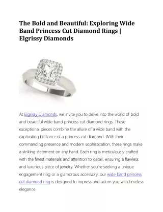 Wide Band Princess Cut Diamond Ring | Elgrissy Diamonds