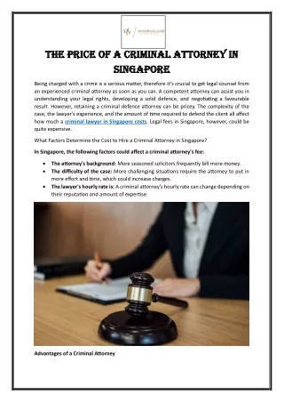 The Price of a Criminal Attorney in Singapore