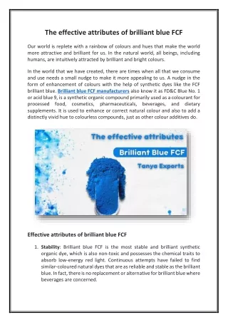 The effective attributes of brilliant blue FCF