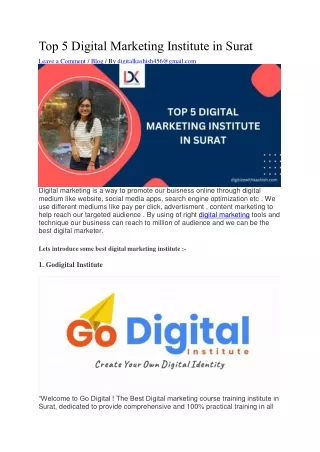 Top 5 Digital Marketing Institute in Surat