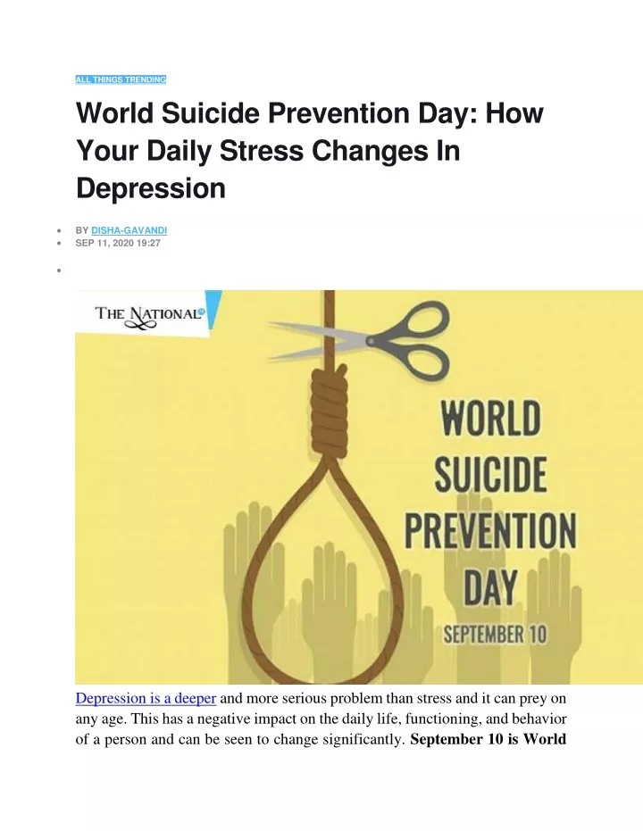 all things trending world suicide prevention