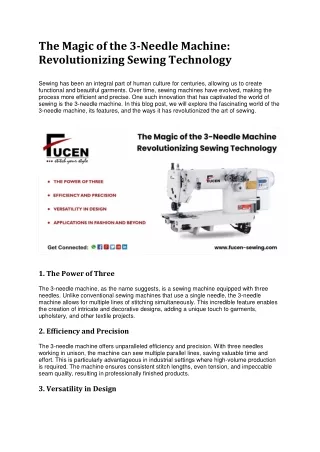 the magic of the 3 needle machine revolutionizing