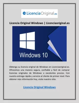 Licencia Original Windows | Licenciaoriginal.es