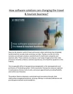 How software solutions are changing the travel & tourism business? - slide 1