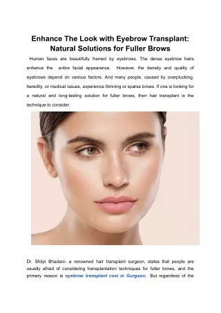 Enhance The Look with Eyebrow Transplant_ Natural Solutions for Fuller Brows