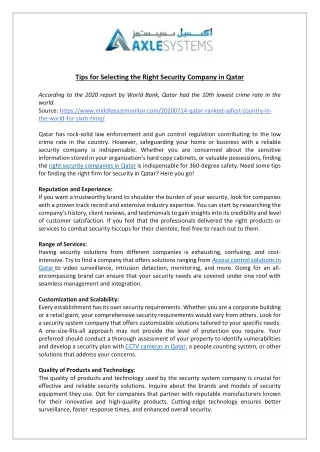 tips for selecting the right security company