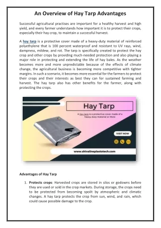 An Overview of Hay Tarp Advantages
