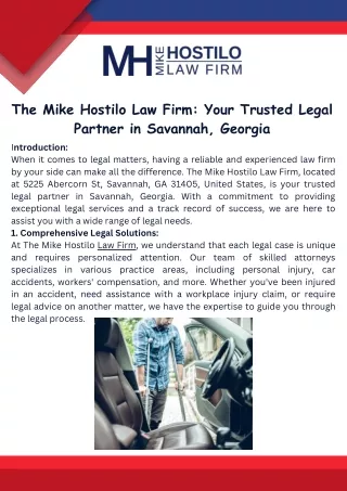 The Mike Hostilo Law Firm Your Trusted Legal Partner in Savannah, Georgia