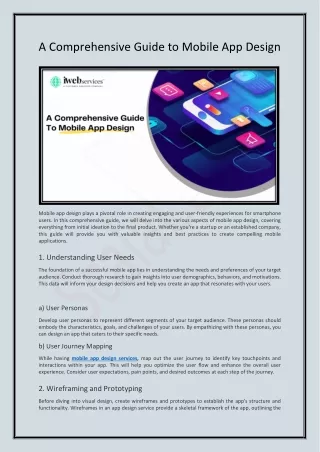 A Comprehensive Guide to Mobile App Design