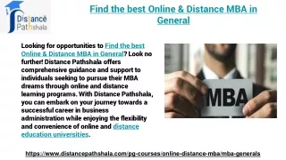 Find the best Online & Distance MBA in General