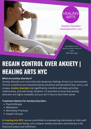 Regain Control Over Anxiety | Healing Arts NYC