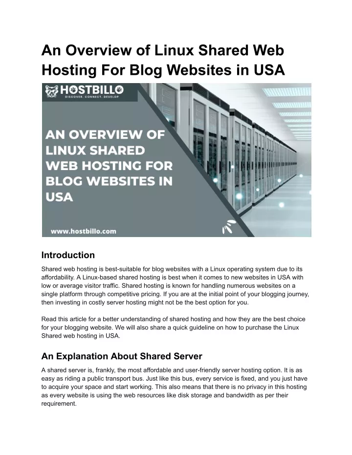 an overview of linux shared web hosting for blog
