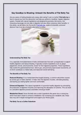 Download free PDF to know Best coffee substitute and flat belly tea