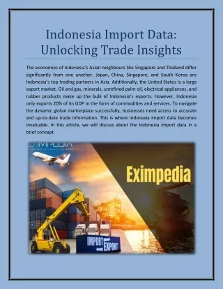 Indonesia Import Data Unlocking Trade Insights