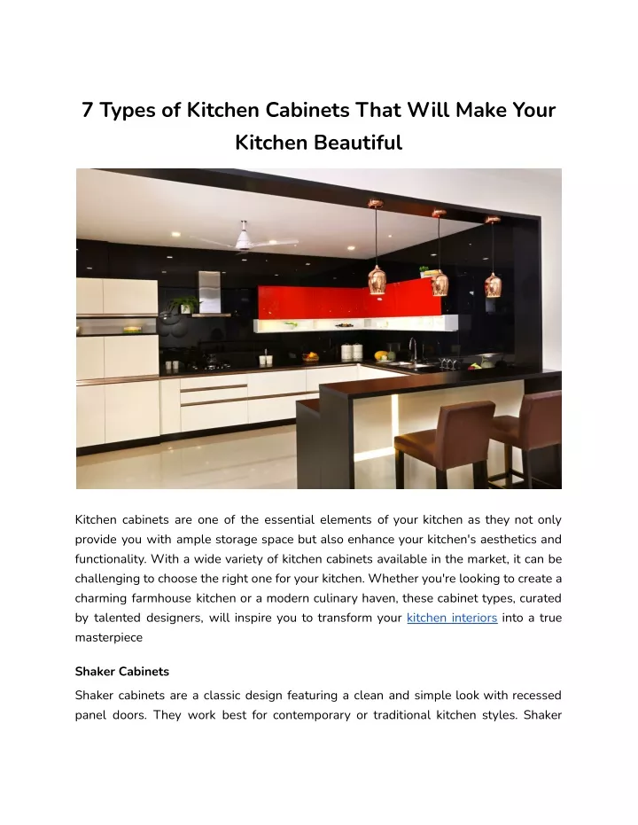 7 types of kitchen cabinets that will make your