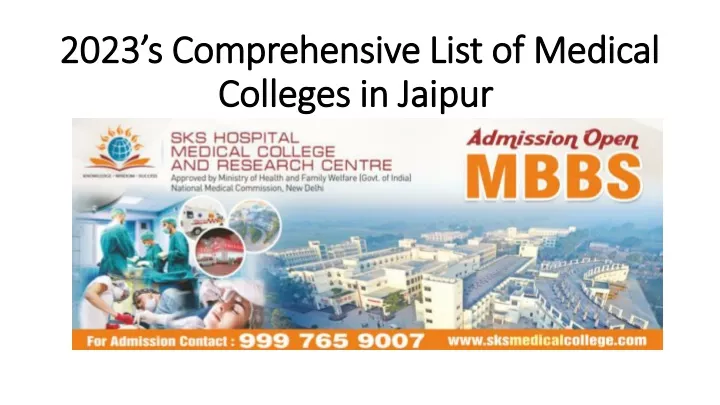 2023 s comprehensive list of medical colleges in jaipur