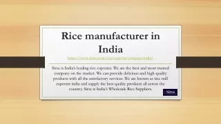 r ice manufacturer in india https www sirra co in rice exporter company india